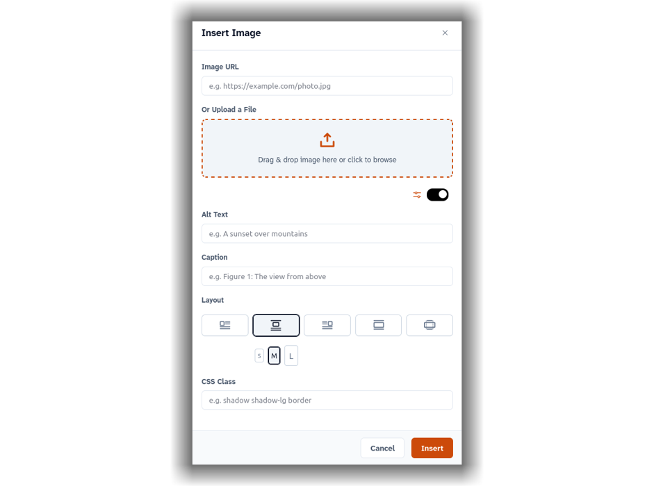 Image Upload Modal in Traven