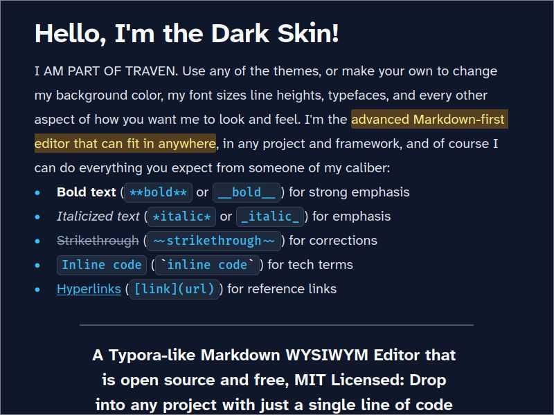 Dark Skin for Traven